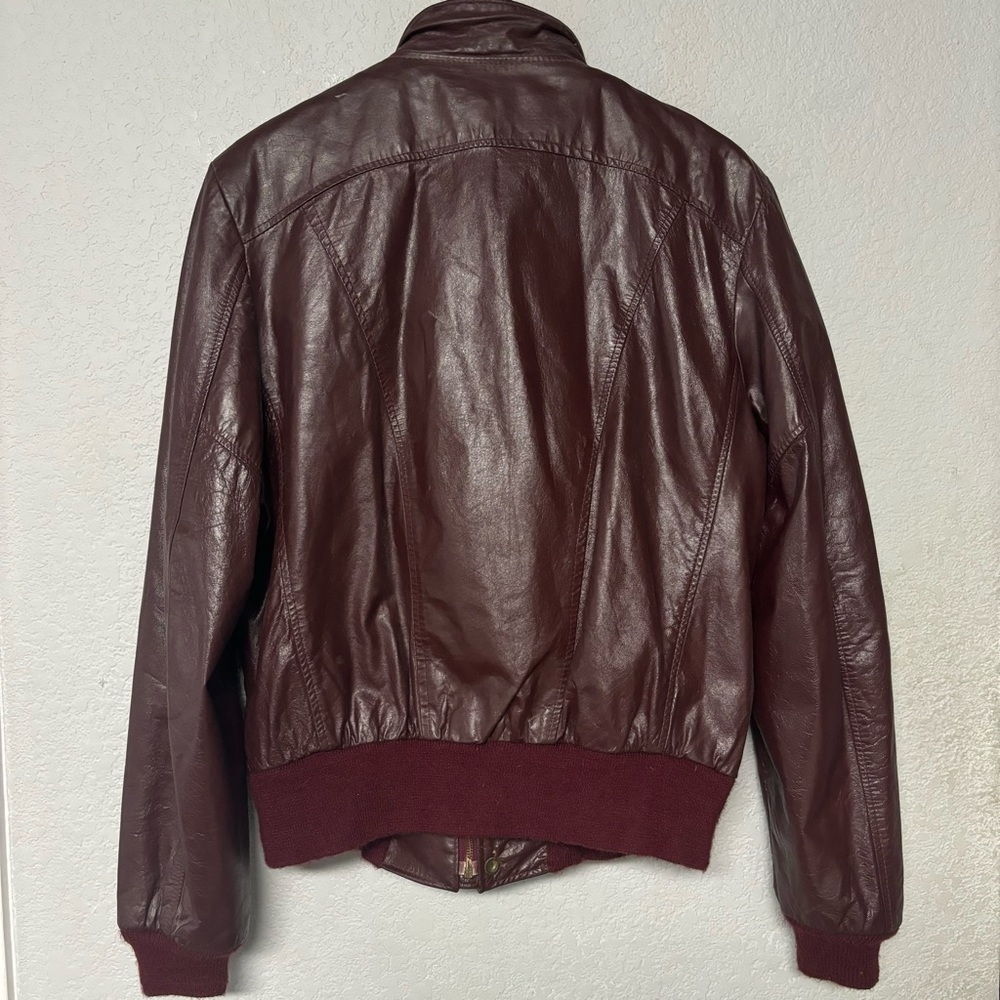 Vintage Gino Leather Red Leather Bomber Jacket Size 42 - Picture 4 of 6